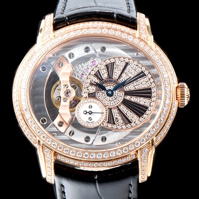 레플리카 [오데마피게] 남성용 밀레어리 럭셔리 베젤 투라인 77247OR.ZZ.A812CR.01 18K 로즈골드 다이아몬드 셋팅&골드 스켈레톤 다이얼 오토매틱 무브먼트 AUD0110  