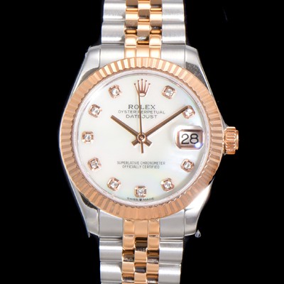 레플리카 [로렉스] 여성용 데이져스트 오이스터 31mm 레이디 오토매틱  18K 로즈골드 투톤콤비 5열 브레이슬릿 메탈줄 화이트 자게다이얼 rol32590  