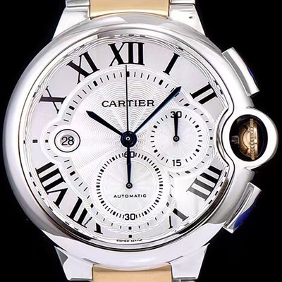 레플리카 [까르띠에] 남성용 발롱블루 드 까르띠에 W6920063화이트 다이얼 크로노그래프 업버전 7750-2 오토매틱 무브먼트 CAR0100  