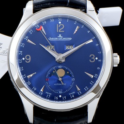 레플리카 [예거르꿀뜨르] 남성용 마스터 캘린더 1558420 씬 문페이즈 블루 썬더스트 다이얼 UP!! 수정형 Cal.866 타입 오토매틱 무브먼트 JAG0400  