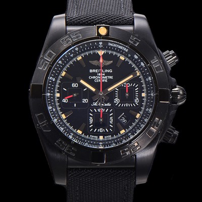 레플리카 [브라이틀링] 남성용 크로노맷  DLC 블랙스틸 오토매틱 ETA 7750-2 타입 44mm 나토천/가죽믹스 블랙다이얼  bre2026  