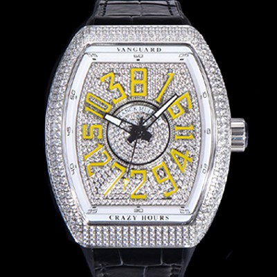 레플리카 [프랭크뮬러] 남성용 뱅가드 오토매틱 CZ02 타입 44미리 보석/큐빅 케이스 가죽줄 보석다이얼 fra73586  