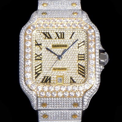 레플리카 [까르띠에] 남성용 산토스 쥬얼 다이아몬드 셋팅 베젤 40mm 큐빅/보석 다이얼 오토매틱 무브먼트 CAR40437  