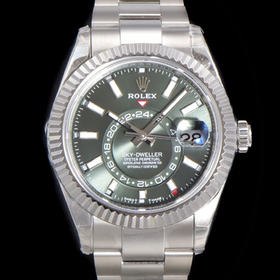 레플리카 [로렉스] 남성용 스카이-더웰러 오이스터 오토매틱 Cal.9002 타입 42mm 메탈줄 그린다이얼 rol5920  