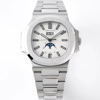 레플리카 [파텍필립] 남성용 노틸러스 5726/1A-010 오토매틱 Cal.324 타입 40미리 문페이즈 메탈줄/밴드 화이트다이얼 PAT75439  