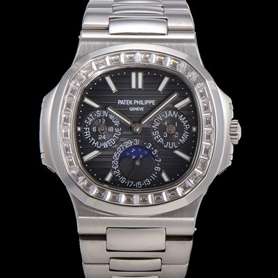 레플리카 [파텍필립] 남성용 Ref.5740 노틸러스 문페이즈 오토매틱 Cal.240 Q타입 40mm 다이아몬드/쥬얼 메탈줄  그레이다이얼 pat5912  