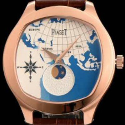 레플리카  [피아제] 남성용 블랙-타이 18K 로즈골드 문페이즈 픽첼 다이얼 스위스 쿼츠 무므먼트 PIA4200  