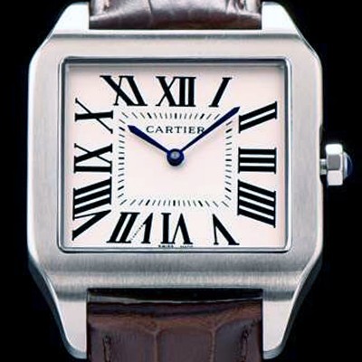 레플리카 [까르띠에] 남여공용 산토스 시리즈 9015 무브먼트 실버 베젤 화이트 다이얼 CAR0010  