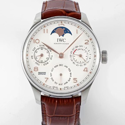 레플리카 [아이더블유씨] 남성용 포루투기즈 IW503307 퍼페추얼 캘린더 싱글 문 44mm 오토매틱 무브먼트 화이트 다이얼 iwc4107  