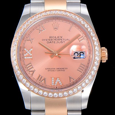 레플리카 [로렉스]여성용 데이져스트 오토매틱 36미리 18K 로즈골드 보석/큐빅 핑크다이얼 3235무브 ROL41801  