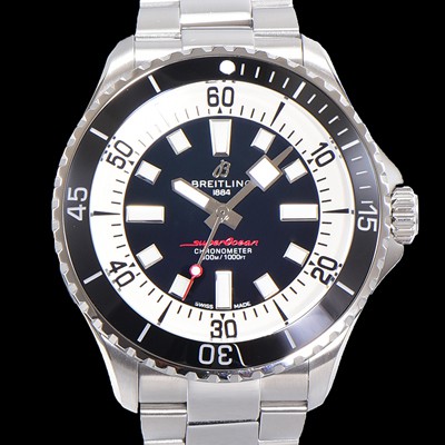 레플리카 [브라이틀링 뉴 다이버워치] 남성용 슈퍼오션 44mm 오토매틱 ETA2824-2 타입 크로노미터 메탈줄 세라믹베젤 블랙다이얼 bre8442  