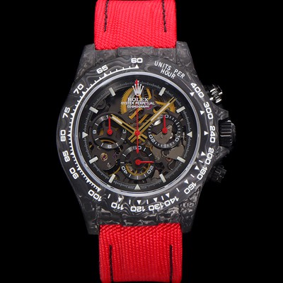 레플리카 [로렉스]남성용 데이토나 포지드카본 40mm 크로노그래프 오토매틱 Cal.4130 무브먼트 스켈레톤 다이얼 rol5368  