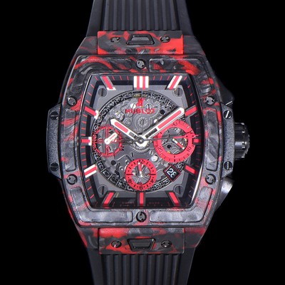 레플리카 [휴블렛] 남성용 스피릿 빅뱅 마스터피스 카본제질 크로노그래프 Hub4700타입 45mm 러버우레탄줄 스켈래톤다이얼 hub2195  