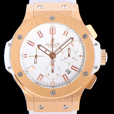 레플리카 [휴블렛]남성용 빅뱅 크로노그래프 44미리 18K로즈골드 다이아몬드우레탄 오토매틱 화이트다이얼 HUB60235  
