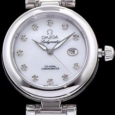 레플리카 [오메가] 여성용 드빌 레이디메틱 신제품!! 425.30.34.20.55.002 화이트 자게 다이얼 쥬얼 다이아몬드 인덱스 브레이슬릿 오토매틱 무브먼트 OMG0030  