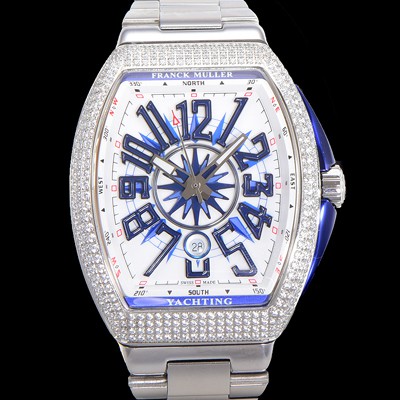 레플리카 [프랭크뮬러] 남성용 1:1수제공정 풀 다이아셋팅 뱅가드 오토매틱 ETA2824 타입 45mm 메탈줄 화이트다이얼 fra8028  