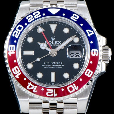 레플리카 [로렉스] 남성용 지엠티 마스터II 126710BLRO-0001 듀얼 타임 블루/레드 투톤 24시간 회전 베젤 블랙 다이얼 5선 쥬빌리 브레이슬릿 오토매틱 무브먼트 ROL0011  