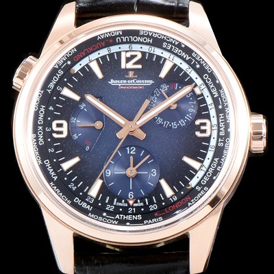 레플리카 [예거르꿀뜨르] 남성용 폴라리스 지오그래픽 904847J WT!! 세컨드 타임존 24시간 인디케이터 월드타임 파워 리저브 블랙&블루 그라데이션 다이얼 수정형 Cal.866 타입오토매틱 무브먼트 JAG0404  