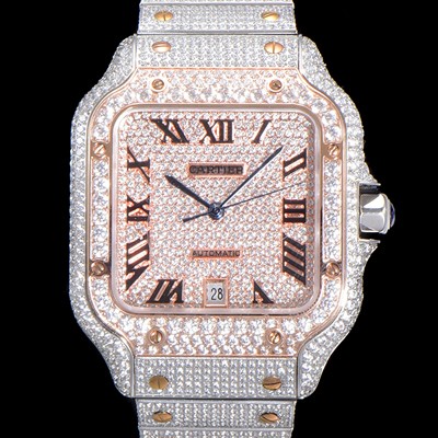 레플리카 [까르띠에] 남성용 산토스 쥬얼 다이아몬드 셋팅 베젤 40mm 큐빅/보석 다이얼 오토매틱 무브먼트 CAR45686  