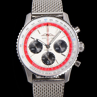 레플리카 [브라이틀링] 남성용 네비타이머 AB01383B1G1P1 크로노그래프 ETA7750-2 타입 오토매틱 43mm 화이트 다이얼 bre6001  