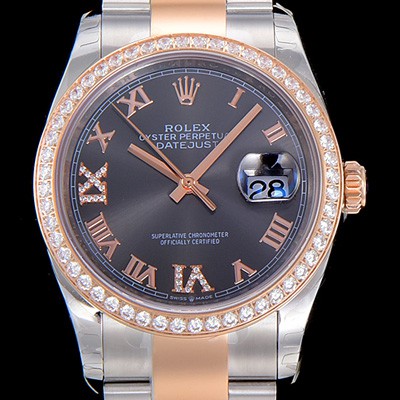 레플리카 [로렉스]남성용 데이져스트 오토매틱 36미리 18K 로즈골드 보석/큐빅 그레이다이얼 3235무브 ROL52200  