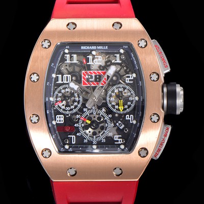 레플리카 [리차드밀레] 남성용 RM11 크로노그래프 오토매틱 18K 로즈골드 50미리 스켈래톤 블랙다이얼 RIC08718  