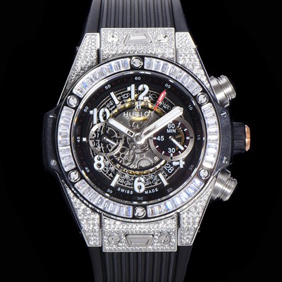 레플리카 [휴블렛] 남성용 빅뱅 유니코 티타늄 45mm 오토매틱 HUB1280 타입  다이아몬드 풀케이스 러버줄 스켈래톤 다이얼 hub9251  