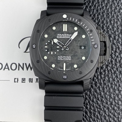 레플리카 [파네라이] 남성용 서브멀시브 마리나 밀리테어 카보테크 PAM00979 오토매틱 Cal.P9010 타입 47mm 카본제질 블랙 다이얼 pan5215  