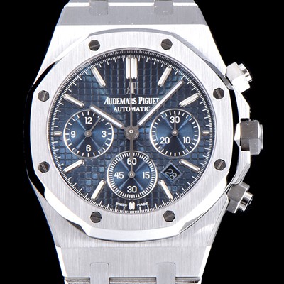 레플리카 [오데마피게] 남성용 NEW 로얄오크 26320ST.OO.1220ST.03 41mm 사이즈 드레스 워치!! 크로노그래프 블루 와플 다이얼 브레이슬릿 신형 ETA 7750B-2 오토매틱 무브먼트 AUD0140  