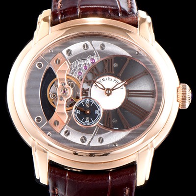 레플리카 [오데마피게] 남성용 밀레어리 최신형 업그레이드 모델 15350OR.OO.D093CR.01 18K 로즈골드 칼리버 4101 실버 스켈레톤 다이얼 오토매틱 무브먼트 AUD0100  