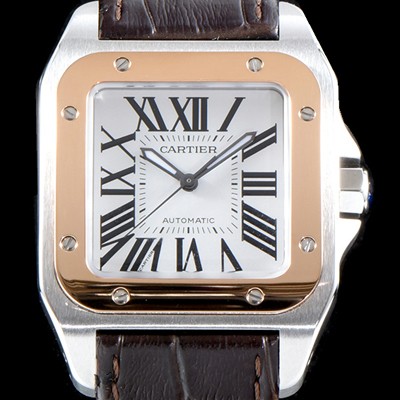 레플리카 [까르띠에] 남여공용 산토스 드 까르띠에 W20107X7 18K 로즈골드 베젤 화이트 다이얼 CAR0011  