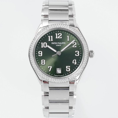 레플리카 [파텍필립] 여성용 트웬티-포 티파니 7300/1200A-011 다이아몬드 36mm 오토매틱 Cal.324 타입 올리브 그린 다이얼 pat2231  