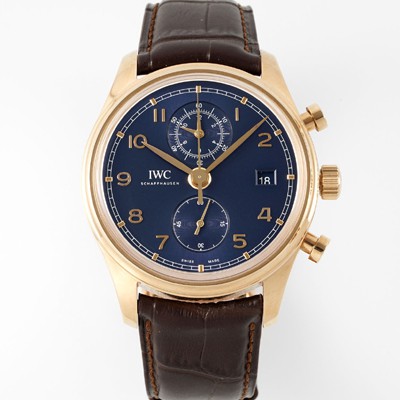 레플리카 [아이더블유씨] 남성용 포루투기즈 IW390305 18k 로즈골드 42mm 크로노그래프 오토매틱 무브먼트 블루 다이얼 iwc4097  