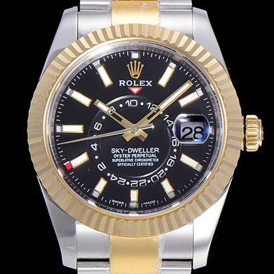 레플리카 [로렉스]남성용 스카이더웰러 오이스터퍼페츄얼 39미리 18K 옐루골드 투톤콤비 오토매틱 블랙다이얼 ROL40446  