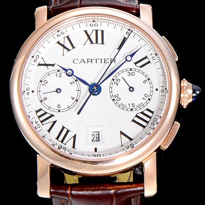 레플리카 [까르띠에]남성용 로톤드 더 까르띠에 크로노그래프 금장 40미리 화이트다이얼 CAR28998  