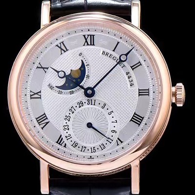 레플리카 [브레게] 남성용 클레식 워치 18k 로즈골드 케이스 문페이즈 화이트 텍스쳐 다이얼 오토매틱 무브먼트 BRG4210  