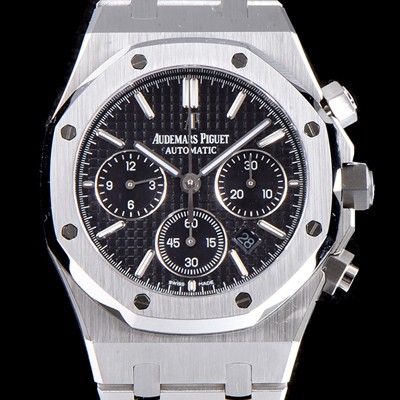 레플리카 [오데마피게] 남성용 NEW 로얄오크 26320ST.OO.1220ST.01 41mm 사이즈 드레스 워치!! 크로노그래프 블랙 와플 다이얼 브레이슬릿 신형 ETA 7750B-2 오토매틱 무브먼트 AUD0141  