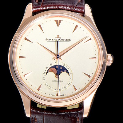 레플리카 [예거 르꿀르뜨]남성용 마스터 울트라 씬 문페이즈 39미리 오토매틱 18K로즈골드 화이트다이얼 JAG16073  