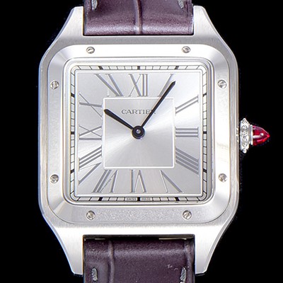 레플리카 [까르띠에]남여공용 산토스 두몽트 쿼츠 커플시계 38미리 43미리/38미리 M/S 실버다이얼 CAR29758  