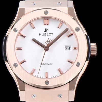 레플리카 [휴블렛] 남성용 클레식 퓨전 511.OX.2611.LR 데일리워치 심플하고 클래식한 타입!! 18k 로즈골드 케이스 화이트 다이얼 블랙 레더스트랩 오토매틱 무브먼트 HUB0240  