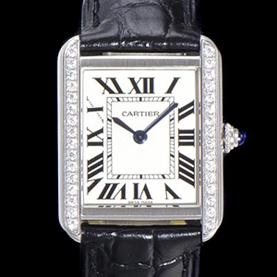 레플리카 [까르띠에] 여성용 탱크 WJTA0011 로마 인덱스 31mm 화이트 다이얼 커플용 악어가죽 쿼츠 무브먼트 CAR0500  