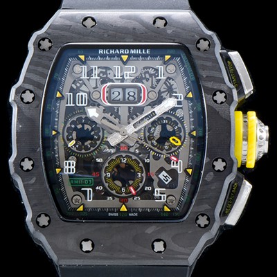 레플리카 [리차드밀레] 남성용 오토매틱 플라이백 RM11-03 오버사이즈 데이트 크로노그래프레드 포지드 카본 케이스 스켈레톤 다이얼 오토매틱 무브먼트 RIC0400  