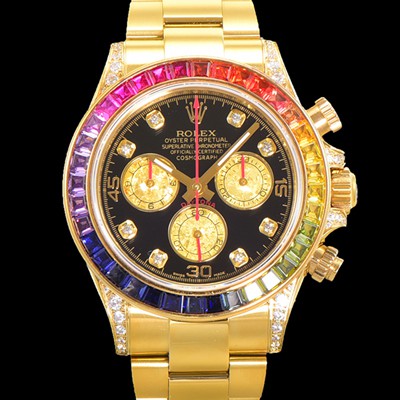레플리카 [로렉스] 남성용 데이토나 오이스터 다이아/큐빅 ETA7750-2 타입 오토매틱 크로노그래프 40mm 18K 옐루골드 블랙다이얼  rol0986  