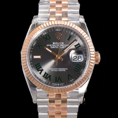 레플리카 [로렉스] 남성용 904L스틸!! 2023신형 데이져스트 36mm II m126231 !! 로즈골드 그레이 다이얼 브레이슬릿 신형 Cal.3235 오토매틱 무브먼트 ROL19327  