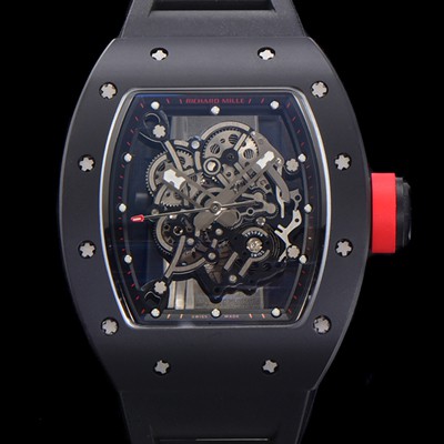 레플리카 [리차드밀레] 남성용 RM055 블랙 PVD코딩 스켈레톤 다이얼 러버 스트랩 기계식 수동형 무브먼트 RIC07174  