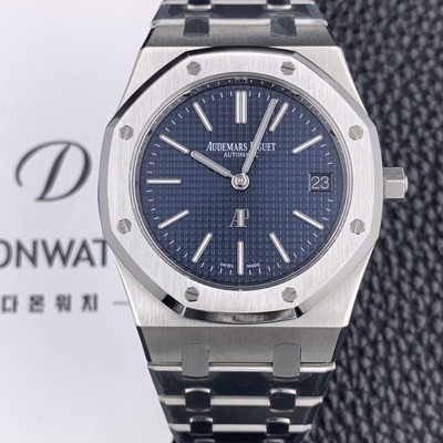 레플리카 [오데마피게] 남성용 NEW 로얄오크 15202ST.OO.1240ST.01 슬림 39mm사이즈 UP!! 블루 와플 다이얼 브레이슬릿 오토매틱 무브먼트 AUD0142  