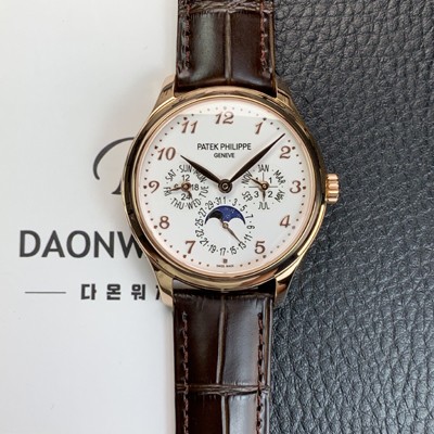 레플리카 [파텍필립] 남성용 퍼페추얼 캘린더 18K 로즈골드 5140 가죽줄 40mm 오토매틱 Cal.240 타입 화이트 다이얼 pat2244  