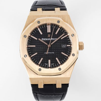 레플리카 [오데마피게] 남성용 15400OR.OO.D002CR.01 로얄오크 18k 로즈골드 41mm 오토매틱 Cal.3120무브먼트 블랙 와플 다이얼 aud6535  
