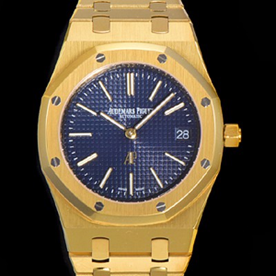 레플리카 [오데마피게] 로얄오크 점보 엑트라-씬 오토매틱 Cal.2121 타입 39mm 남성용 18K옐루골드도금 블랙다이얼 aud14859  