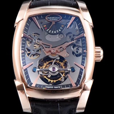 레플리카 [파르미지아니] 남성용 칼파 신형 그랜드 투어빌론 시리즈 18k 로즈골드 그레이 스켈레톤 다이얼 아시안 투어빌론 탑재 PAR4211  